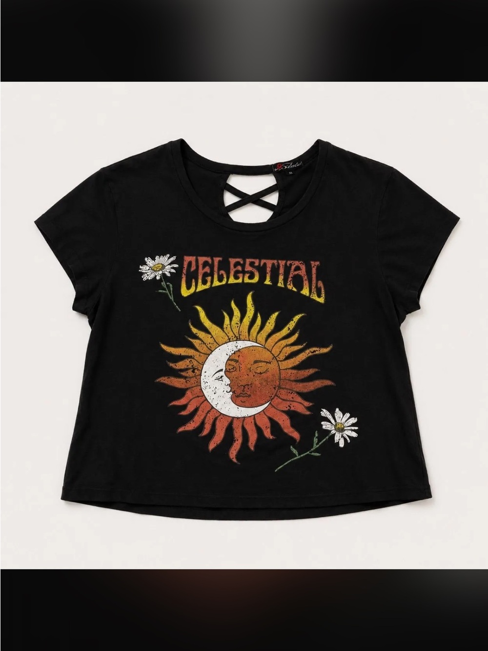 Celestial Sun Graphic Black Girls' Tee